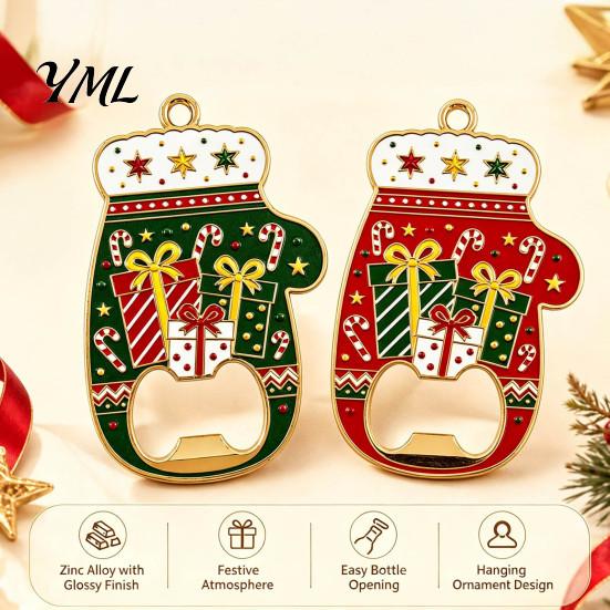 Decorative Magnetic Tool for Fridge Christmas Glove Bottle Opener, Shape Remover with Backing, Holiday Kitchen Gadget Accessories Durable Zinc