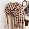 1116 autumn and winter new imitation cashmere scarf women's warm thickened outer shawl student plaid simple scarf wholesale