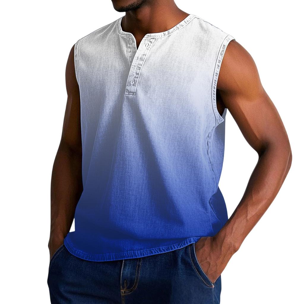 Мужская состаренная рубашка без рукавов с градиентным принтом