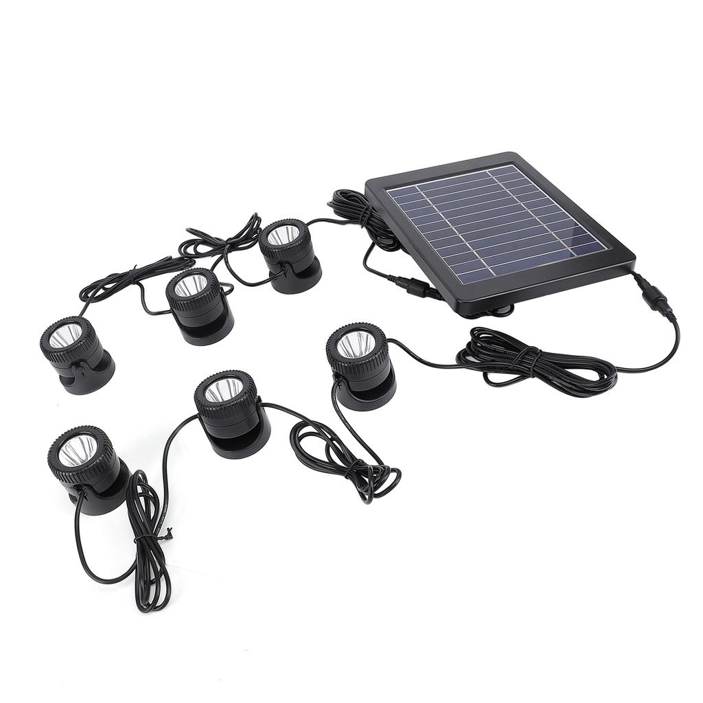 Solar Pond Spotlights 6 in 1 LED Solar Underwater Lights IP68 Water Resistant Submarine Landscape