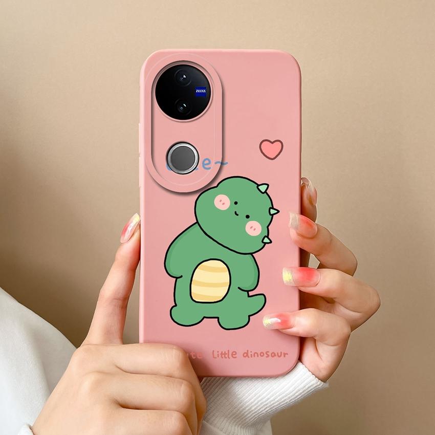 Для Vivo V50 Y16 Y31 Y53S Y55 IQOO Z10X Y51 Y70 Чехлы для телефона Шаловливый динозавр Рисунок Жидкий силикон Пылезащитный Полный защитный чехол Для Vivo Задняя крышка