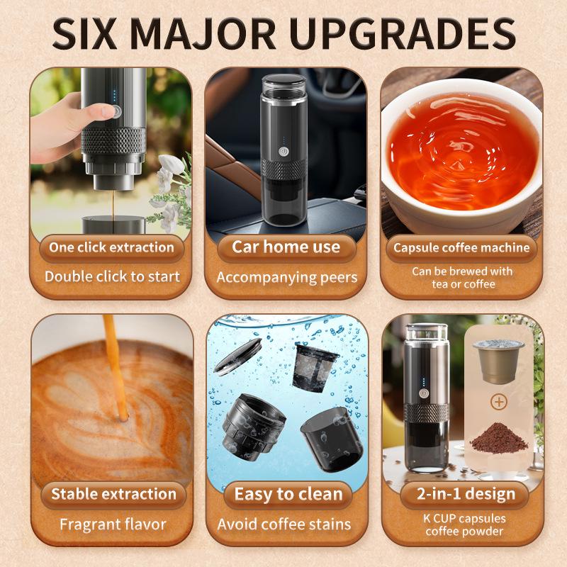 Portable Automatic K-Cup Coffee Maker for Home and Car - Wireless Electric Coffee Extractor
