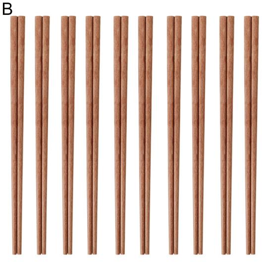 10 пар палочек для еды, нескользящие, устойчивые к высоким температурам, из натурального дерева, китайские японские палочки для еды, кухонный гаджет