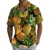 Тропический фруктовый узор Весенне-летняя мода Досуг Уличный Пляжный Принт Полностью расстегивающаяся рубашка с коротким рукавом на пуговицах Быстрая доставка