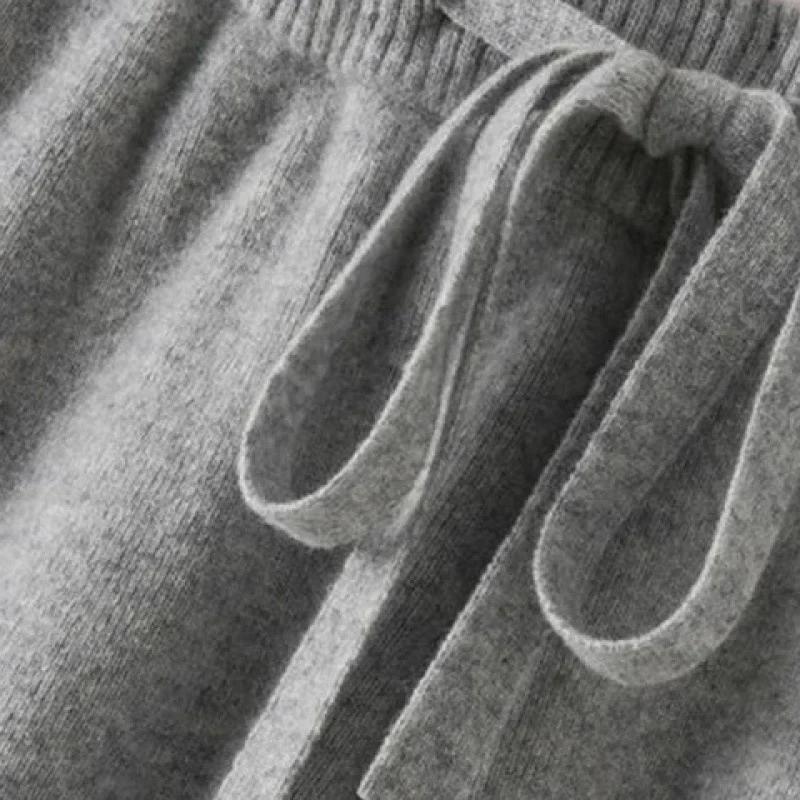 Трикотажные брюки широкого кроя с высокой талией для женщин - повседневные брюки осень 2024