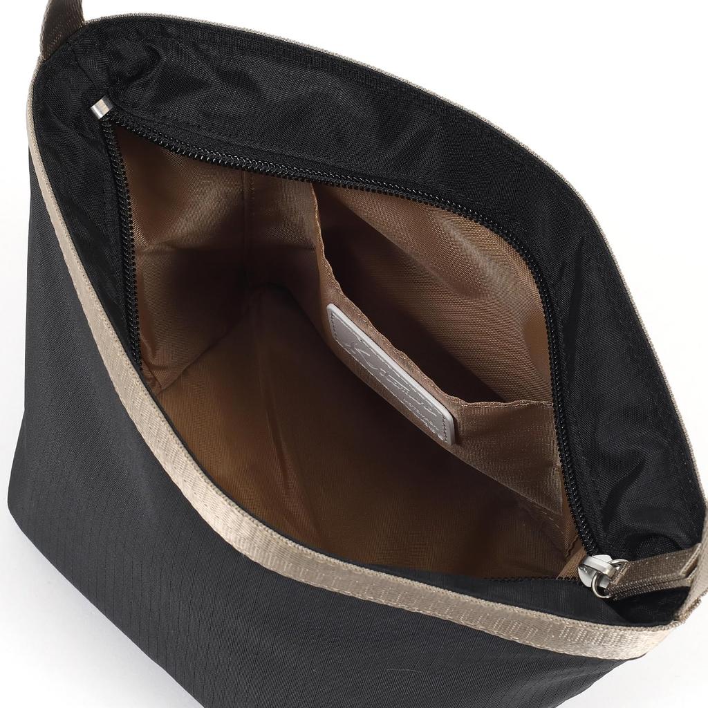 Сумка через плечо из слегка полиэстеровой ткани бежевого цвета 15521 [Kitamura] водоотталкивающая R-0769 женская черная/песочная [черная]