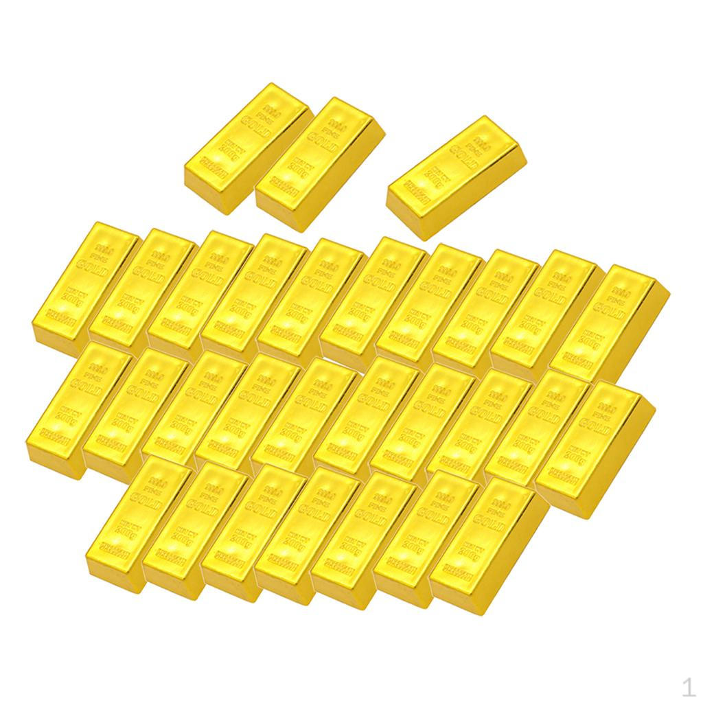 30pcs Fake Gold Bullion Bar Paperweight Door Stop for Childen Kids Toy
