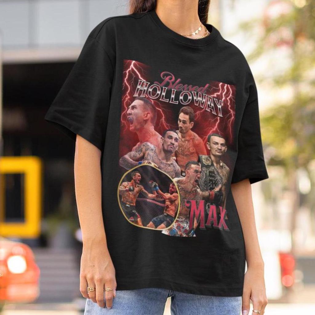 Max Holloway Blessed 90s UFC Shirt Graphic Style T-Shirt kickboxing T-Shirt Vintage Oversized Sport Tee Retro Boxer MMA Bootleg Gift MMA