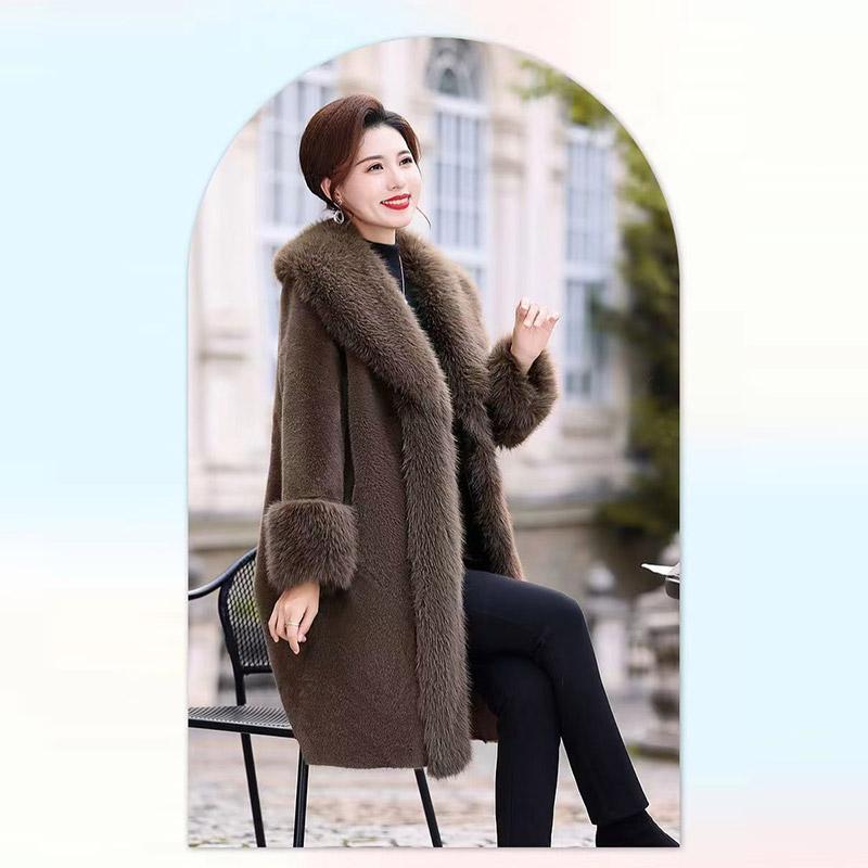 Зимняя новинка 2024 года, искусственный мех европейской норки, бархатное одно пальто с длинным воротником из искусственного меха