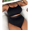 0XL - 4XL Ribbed Bikini Large Size Swimwear Plus Size Women Swimsuit Female Two-pieces Bikini Set Bather Bathing Suit Swim V4987