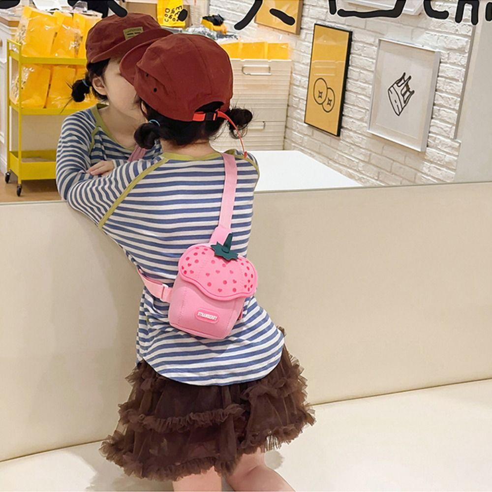 Strawberry Children Backpack Cloth Students Chest Bag Storage Bag Children's Crossbody Bag Outdoor