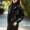 Red Short Soft Leather Jacket for Women Spring Autumn Loose Fit Casual Coat Petite Size