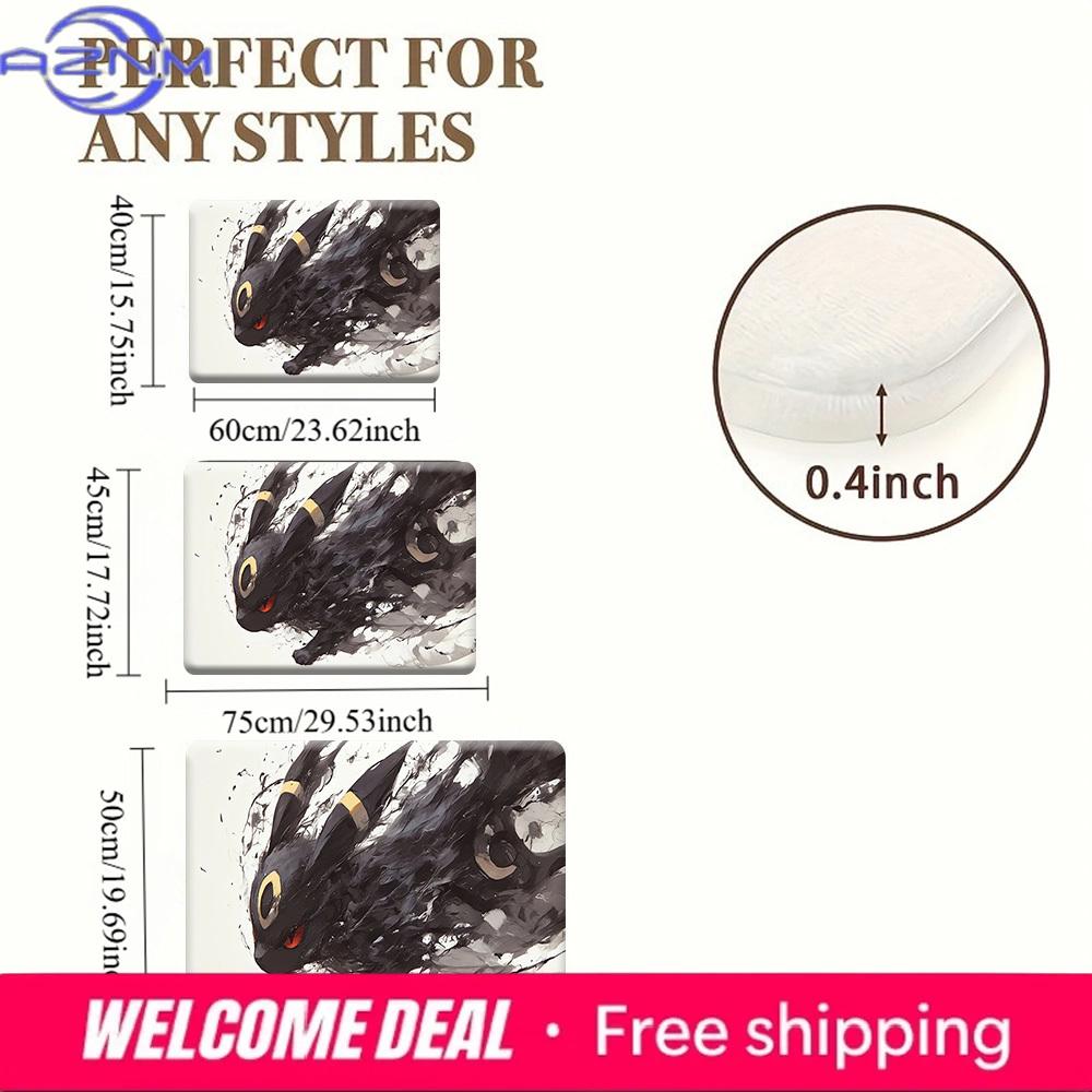 Pokemon Umbreon Watercolor Print Non-Slip Doormat, Absorbent Floor Mat for Home Decor