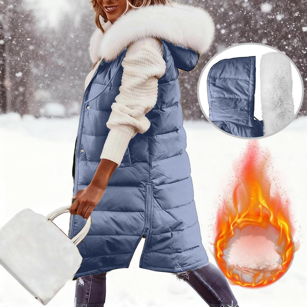 Женский длинный пуховик с капюшоном