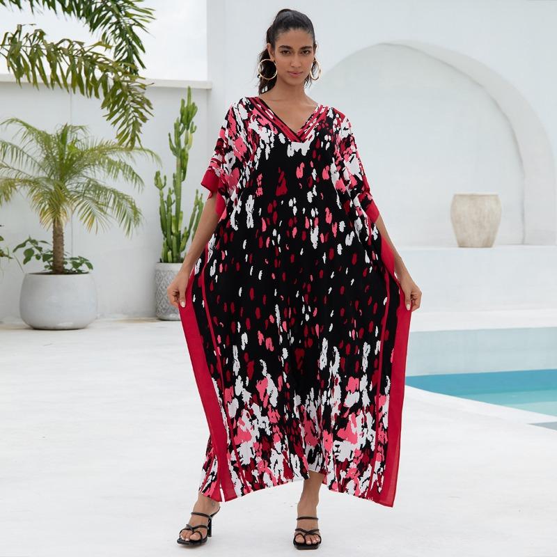 Женская мода лето весна однотонный принт рукава 1/2 с v-образным вырезом свободная талия повседневные платья