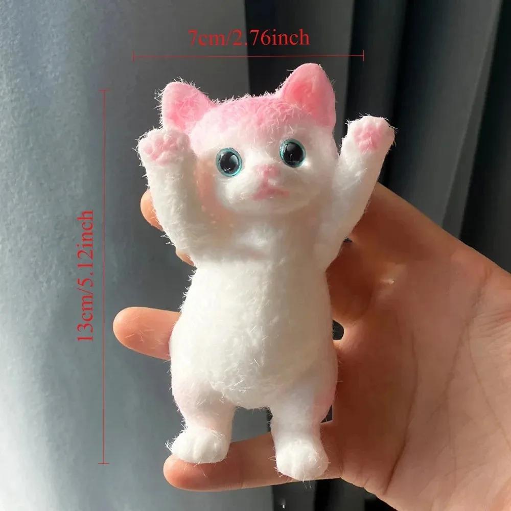 Сквиши-игрушка Кот Таба - Реалистичный Пушистый Липкий Сниматель Стресса, Мягкий Силиконовый Кот для Сжимания, Подарок для Детей и Взрослых
