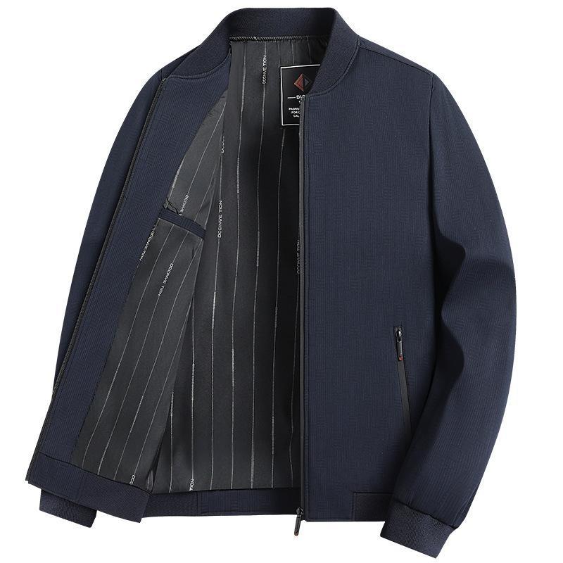 Мужская куртка Business Casual Мужская одежда Средневозрастной папа Весна и Осень Бейсбольный воротник Клетчатое пальто