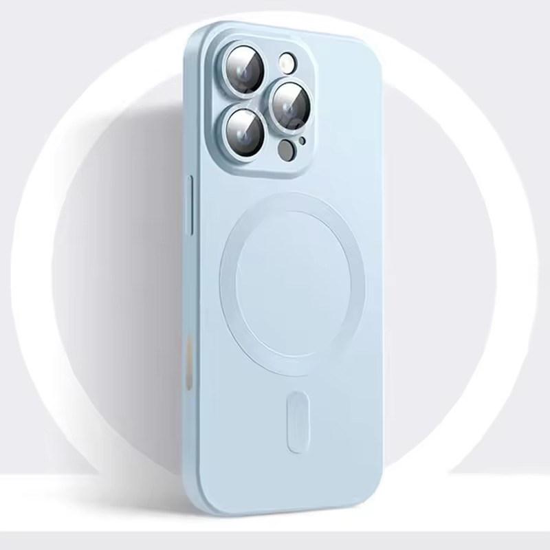 Luxury Magsafe Magnetic Case for iPhone 16 15 14 13 12 11 Pro Max Plus Soft Silicone Matte Antiskid Lens Protect Cover