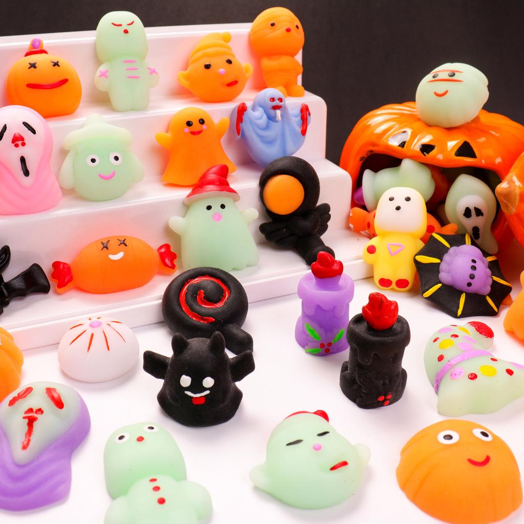 10/50Pcs Halloween Squishies Mochi Sensory Toys Soft Push Stress Relief Squeeze Toys For Kids Halloween Gifts Goodie Bag Stuffer