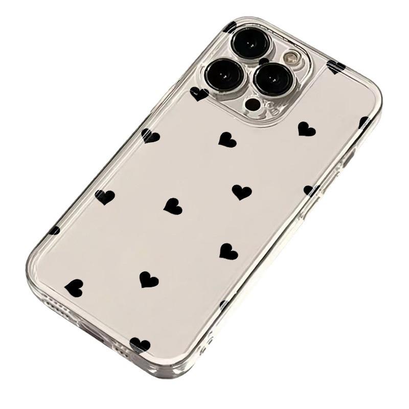 Черный плоский чехол Love для iPhone 15PROMax/14/13/12/XS, минималистичный модный дизайн