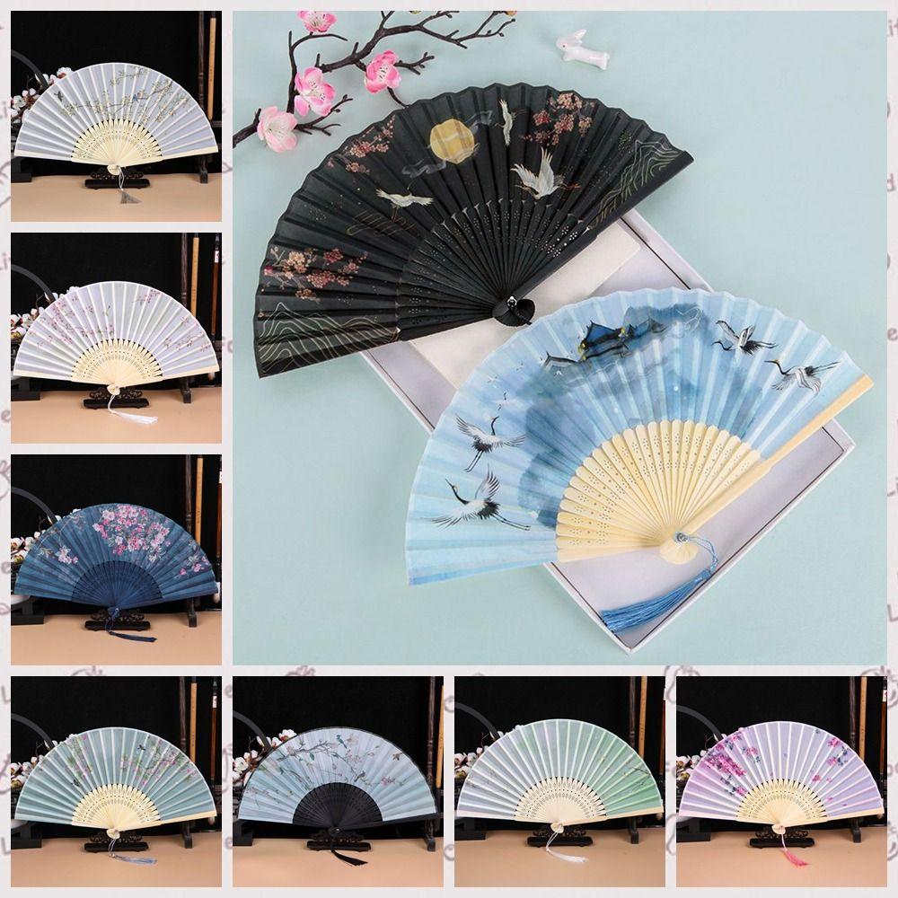 Bamboo Handle Props Fan Handmade Folding Fan Hanfu Accessories Female
