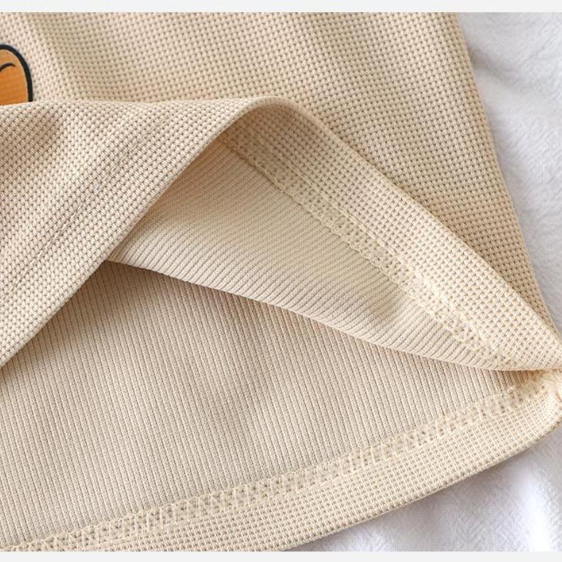 Детский костюм с короткими рукавами, летняя вафельная повседневная дышащая летняя одежда для мальчиков и девочек