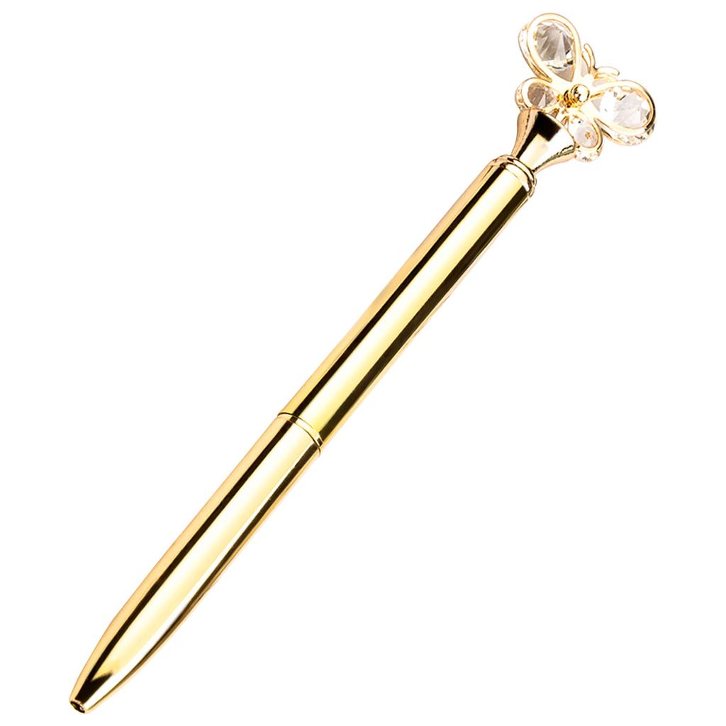 1 шт., стеклянная школьная ручка-бабочка, 1 мм, металлическая шариковая ручка, запасная черная ручка для письма для студентов, канцелярские принадлежности из розового золота