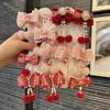 Red New Year Pearl Tassel Pompon Hair Clips for Children - Hanfu Style