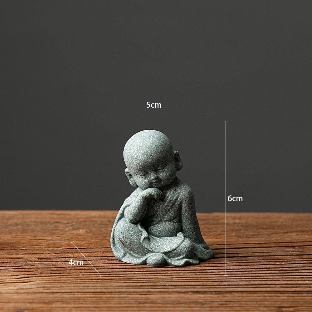 Миниатюрная статуэтка буддийского монаха, каменная статуя Будды, китайские украшения для сада в стиле фэншуй и дзен, украшения для медитации и домашнего аквариума
