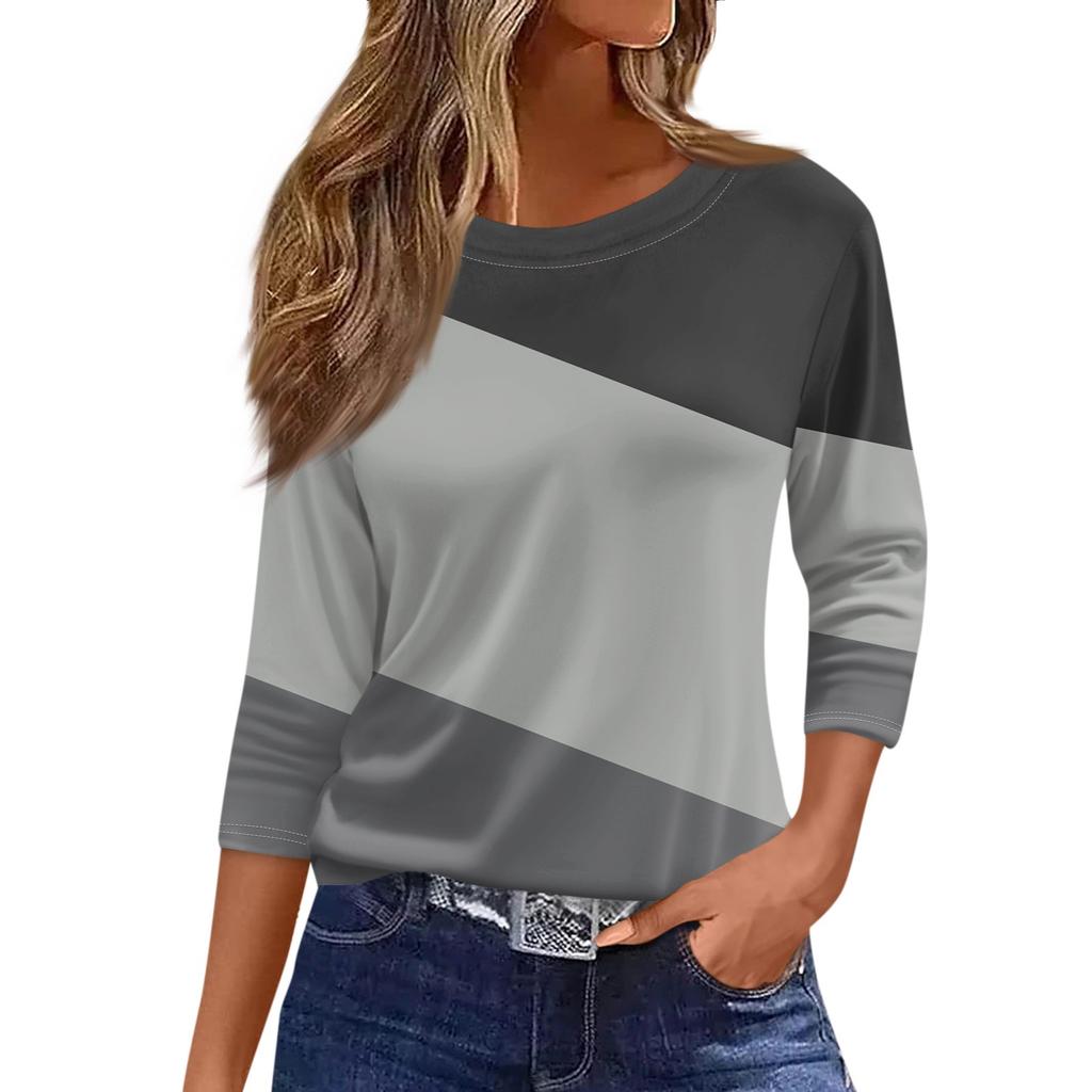 Traf 2024 Mujer женская мода повседневная круглая горловина рукав 3/4 свободная принтованная футболка женская верхняя одежда для женщин рубашка для женщин