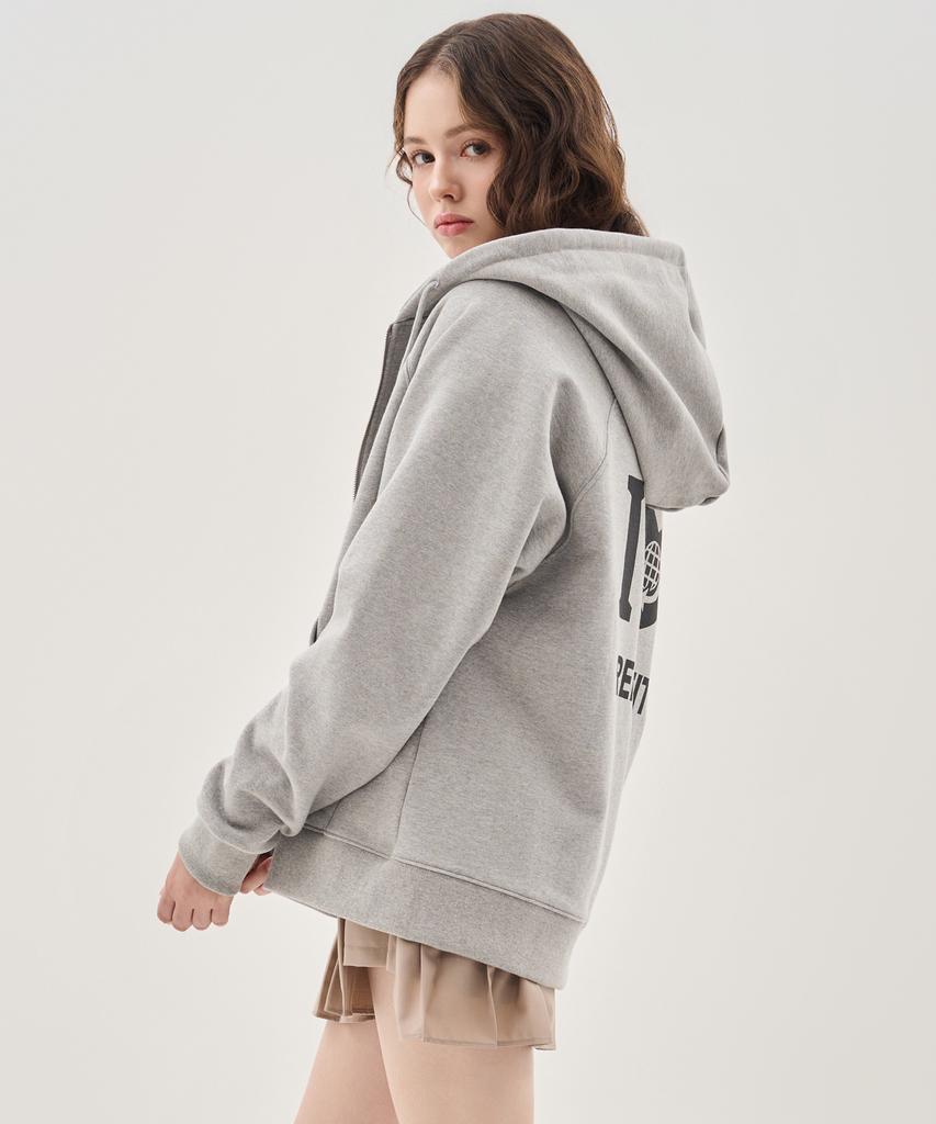 Худи на молнии Thefrht Oversized с двусторонним принтом (серый)