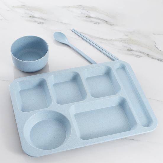 1 Set Individual Grid Stackable Food Plate Plastic Practical Food-grade Food Tray