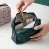 Women Makeup Bag Cosmetic Organizer Geometric Design Waterproof Stain-Resistant Large Capacity Zipper Closure Storage Pouch