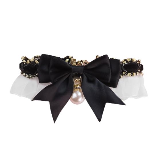 Показать уникальный шарм, привлекательный отличный дизайн с застежкой-лобстером, ошейник для домашних животных с бантом и подвеской из искусственного жемчуга в виде кошки