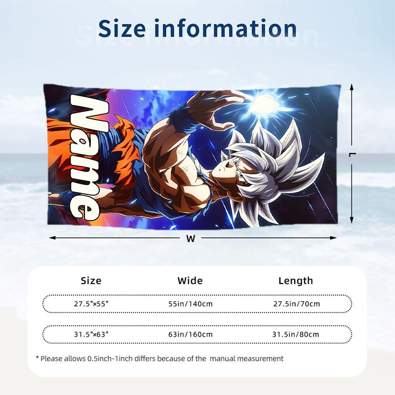 Dragon Ball Custom Name Printed Beach Towel Personalized Soft Towel For Swimming Beach Travel
