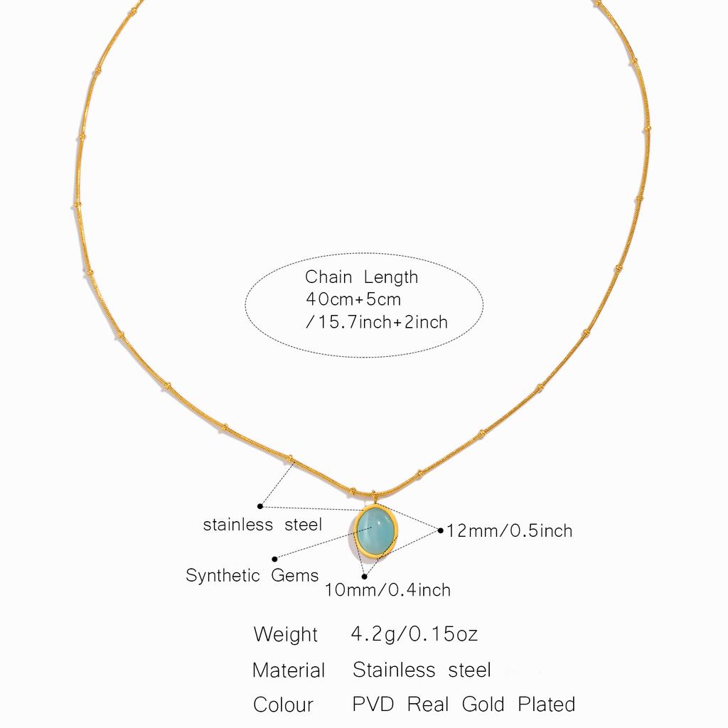 Korean Sapphire Pendant Women's Necklace Suitable for Summer Stainless Steel Necklace