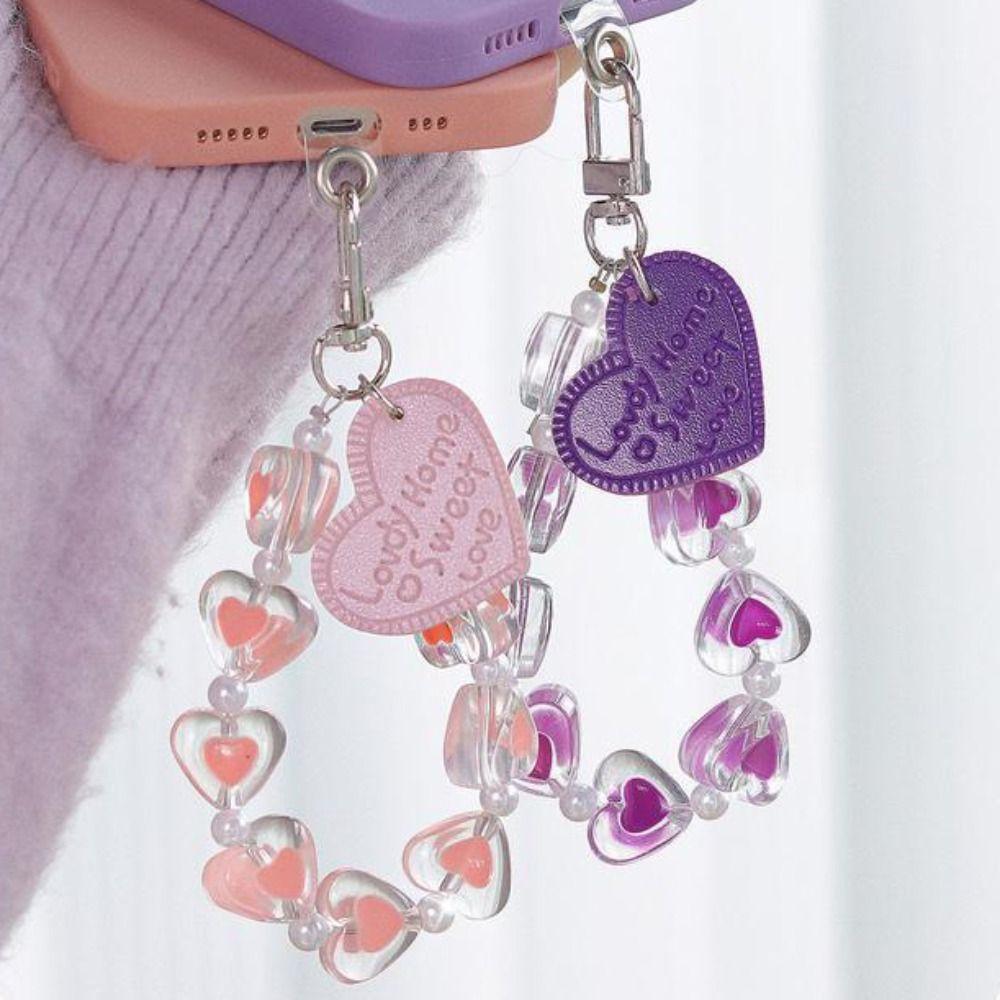 Брелок для мобильного телефона из бусин «Любовь», Защитный от падения браслет против потери телефона, Цепочка для телефона из бусин, Подвеска для телефона