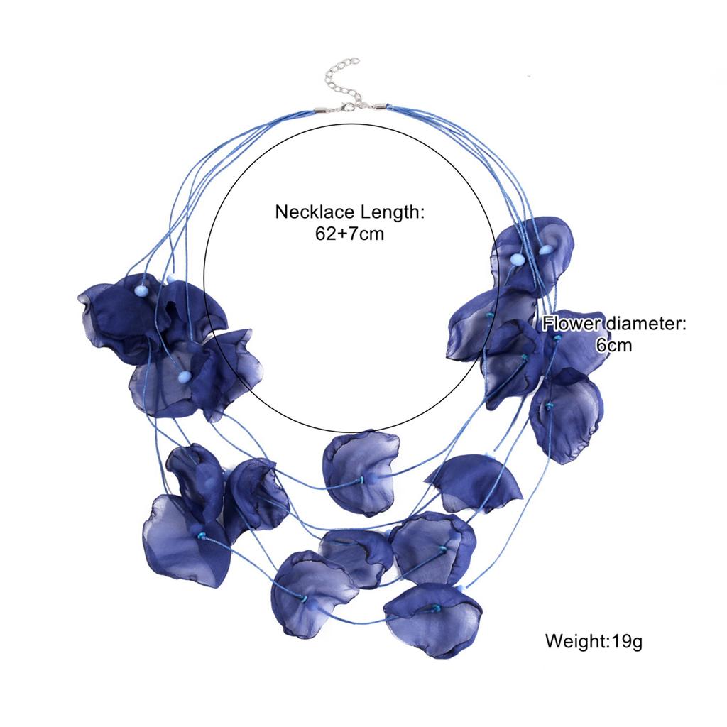 Ожерелье для женщин, аксессуары, преувеличенный темперамент, ожерелье, многослойное кружевное, цветы, сетчатая ткань, лепестки, ожерелье, женское, элегантное ожерелье