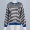 Женская спортивная рубашка в полоску большого размера с длинными рукавами и круглым вырезом, повседневная свободная рубашка-пуловер, топ