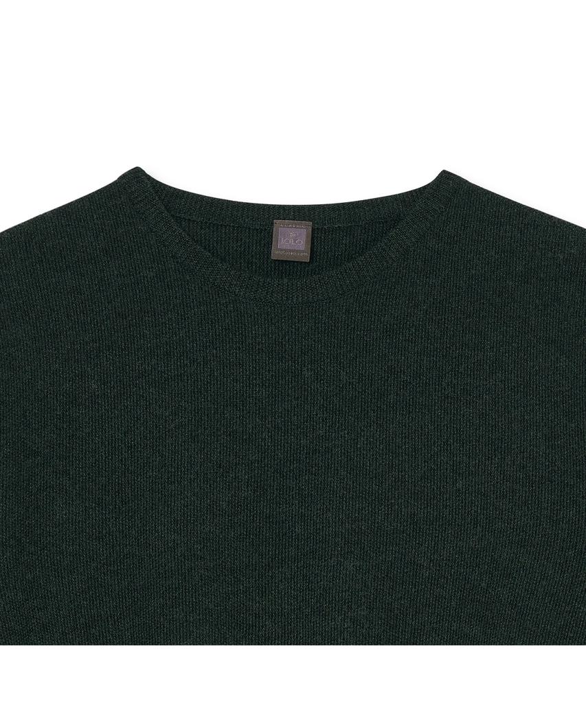 IOLO Wool Textured Crew Neck_Dark Green