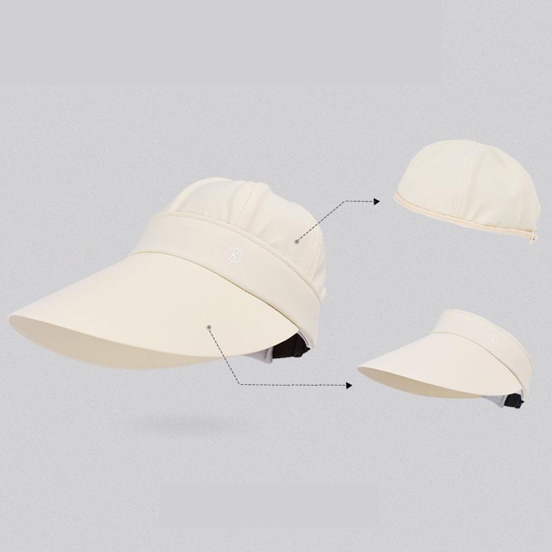 Long Brim Sun Visors for Women Removable Empty Top Baseball Caps Outdoor Cycling Hiking UV Protection Sunshade Travel Beach Hats