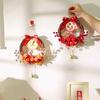 Traditional Chinese New Year Wreath Decorative Rattan Hanging Wreath Exquisite with Bell Artificial Floral Wreath Holiday Party