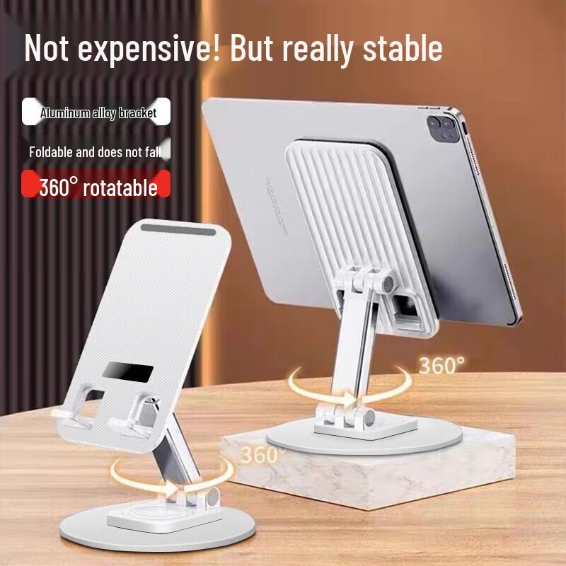 Round Metal Rotating Phone Holder - Portable Desktop Stand for Live Broadcasts, Lazy Person Design, Gift with Logo.