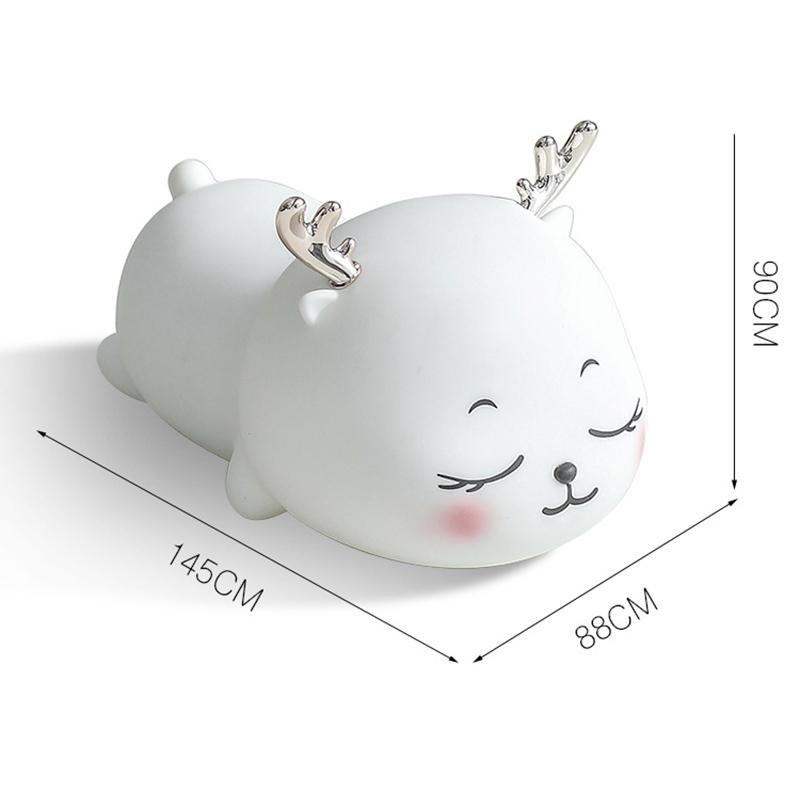 Cute Elk Night Light for Kids Nursery Soft Silicone Baby Nightlight USB Rechargeable 7 Color Touch Lamp Children Room Decor Gift