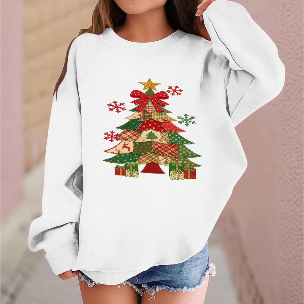 Детский модный повседневный пуловер с длинными рукавами и свободного кроя с рождественским принтом