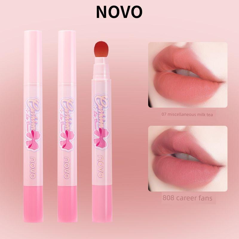 Novo Lip Cream Matte Velvet Mist Lip Mud Plush Tip Nude Lipstick No-Makeup Lip Glaze Lip and Cheek Dual-Use
