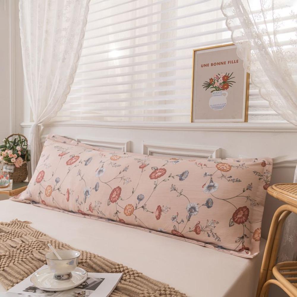 Rectangular Pillow Cover Skin-friendly Long Pillow Case Flower Couple Pillowcase  King Size Bed