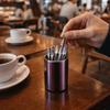 Cylinder Fruit Fork Holder Stainless Steel Mini Metal Box Toothpick Jar Holder  Dining Table