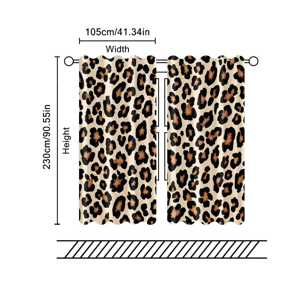 2 pcs, filtering curtains (excluding rods, non-movable, without batteries) Leopard for use in bedrooms and living rooms