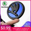 AHUQ1 Car Sticker 2025 New 80/90/100mm Car Front Rear Emblem Decoration Sticker Accessories For Skoda Yeti Octavia 2 3 a5 Fabia Kodiaq